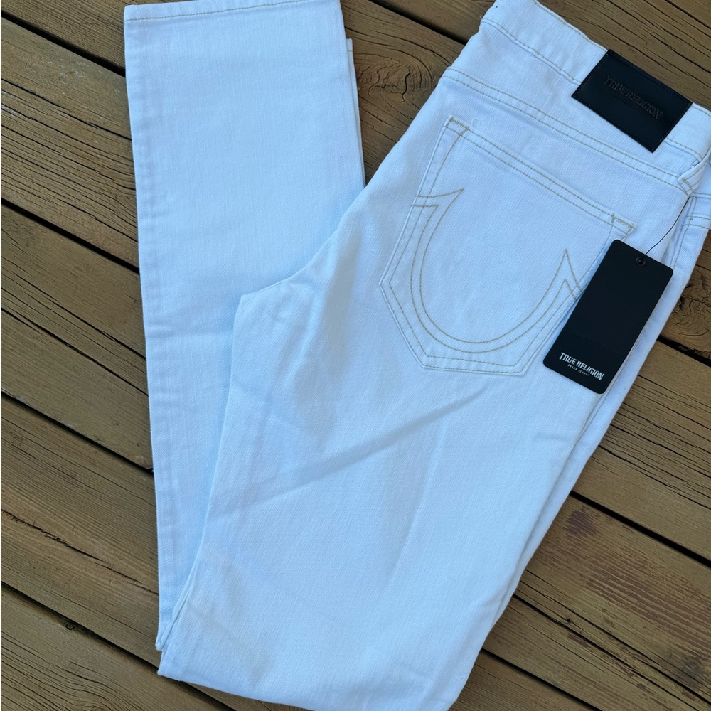 True Religion mens Rocco relaxed skinny white jeans 32